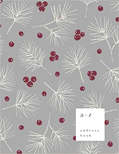 okumak A-Z Address Book: 8.5 x 11 Large Notebook for Contact and Birthday | Journal with Alphabet Index | Pine Tree Berry Design | Gray