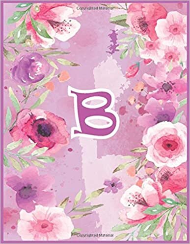 okumak B: Monogram Initial B Notebook for Women and Girls, Pink Floral 8.5 x 11 110 Cream Pages: This is the perfect journal Notebook for Girls, Women, Kids ... Gift , with Matte softcover &amp; Paper high qual