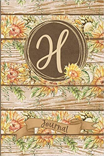 okumak H Journal: Rustic Sunflower Journal Monogram Initial H Lined Notebook | Decorated Interior