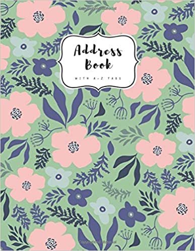 okumak Address Book with A-Z Tabs: A4 Contact Journal Jumbo | Alphabetical Index | Large Print | Cute Illustration Flower Design Green