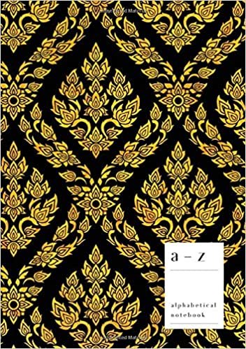 okumak A-Z Alphabetical Notebook: B5 Medium Ruled-Journal with Alphabet Index | Thai Decorative Art Cover Design | Black