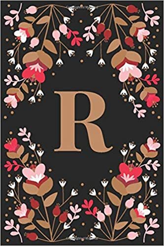 okumak R: Elegant Floral Initial R Monogrammed Composition Notebook Journal - 110 Lined Pages (55 Sheets) - 6&quot;x9&quot;