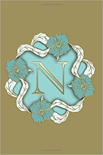 okumak N: Letter N Confetti Initial Monogram Notebook-Journal Pretty blue &amp; Gold Confetti Glitter Monogrammed Alphabet Composition Blank Lined Note Book, ... men - 120 Pages - Size 6x9: Monogram Notebook