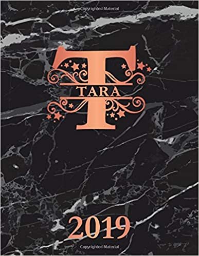 okumak Tara 2019: Personalized Name Weekly Planner 2019. Monogram Letter T Notebook Planner. Black Marble &amp; Rose Gold Cover. Datebook Calendar Schedule