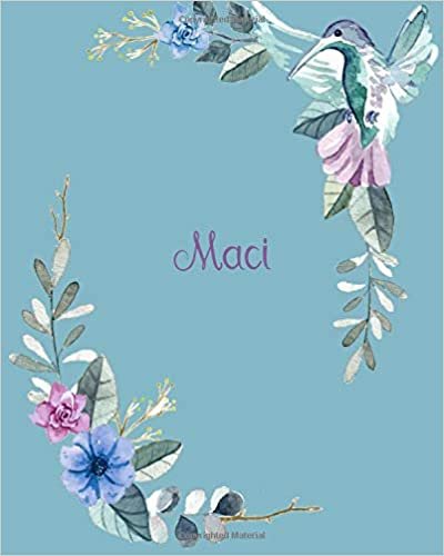 okumak Maci: 110 Pages 8x10 Inches Classic Blossom Blue Design with Lettering Name for Journal, Composition, Notebook and Self List, Maci