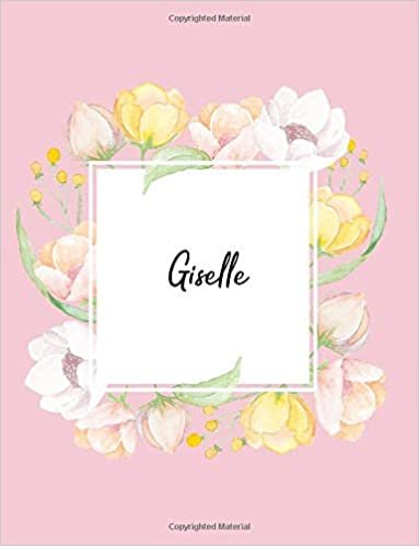 okumak Giselle: 110 Ruled Pages 55 Sheets 8.5x11 Inches Water Color Pink Blossom Design for Note / Journal / Composition with Lettering Name,Giselle