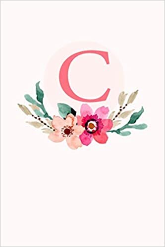 okumak C: 110 Sketchbook Pages | Monogram Sketch Notebook with a Classic Light Pink Background of Vintage Floral Roses in a Watercolor Design | Personalized Initial Letter Journal | Monogramed Sketchbook