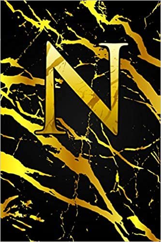 okumak N: Letter N Monogram Initials Black &amp; Gold Marble Notebook &amp; Journal