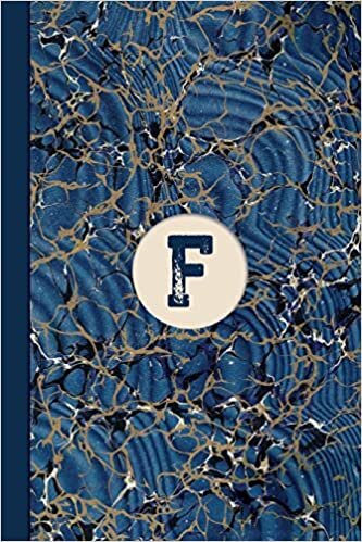 okumak Monogram F Marble Notebook (Blue Ginger Edition): Blank Lined Marble Journal for Names Starting with Initial Letter F