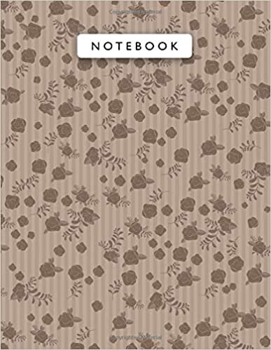 okumak Notebook Café Au Lait Color Mini Vintage Rose Flowers Small Lines Patterns Cover Lined Journal: 110 Pages, A4, Wedding, Monthly, 8.5 x 11 inch, Journal, 21.59 x 27.94 cm, College, Planning, Work List