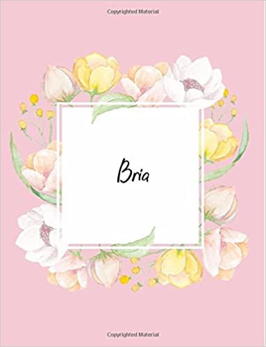 okumak Bria: 110 Ruled Pages 55 Sheets 8.5x11 Inches Water Color Pink Blossom Design for Note / Journal / Composition with Lettering Name,Bria