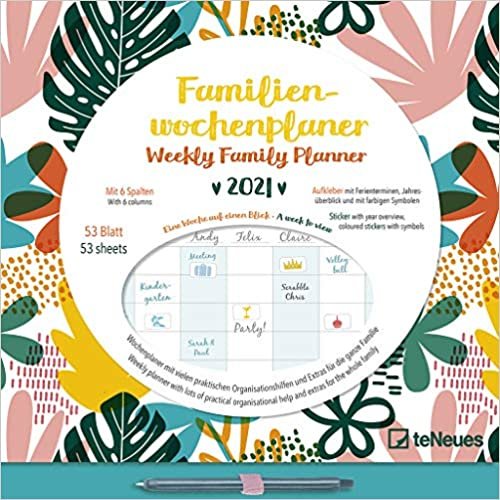 okumak Familien Wochenkalender Flowers 2021 - Familien-Timer - Termin-Planer - Kinder-Kalender - Familien-Kalender - 30,5x30,5