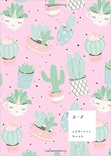 okumak A-Z Address Book: A4 Large Notebook for Contact and Birthday | Journal with Alphabet Index | Pastel Cactus Succulent Heart Design | Pink