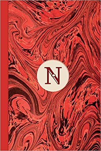 okumak Monogram N Marble Notebook (Regency Red Edition): Blank Lined Marble Journal for Names Starting with Initial Letter N