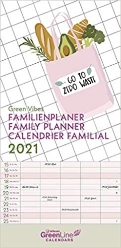 okumak GreenLine Green Vibes 2021 Familienplaner - Familien-Kalender - Kinder-Kalender 22x45