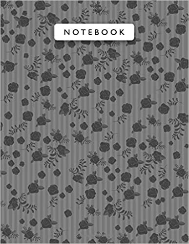okumak Notebook Jet Color Mini Vintage Rose Flowers Small Lines Patterns Cover Lined Journal: College, Work List, Planning, A4, 21.59 x 27.94 cm, 110 Pages, Wedding, Journal, Monthly, 8.5 x 11 inch