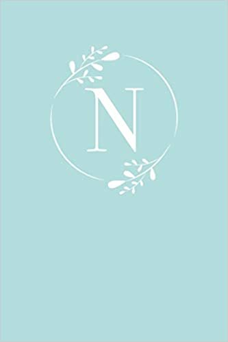 okumak N: 110 Sketch Pages (6 x 9) | Light Blue Monogram Sketchbook Notebook with a Simple Floral Emblem | Personalized Initial Letter | Monogramed Sketchbook