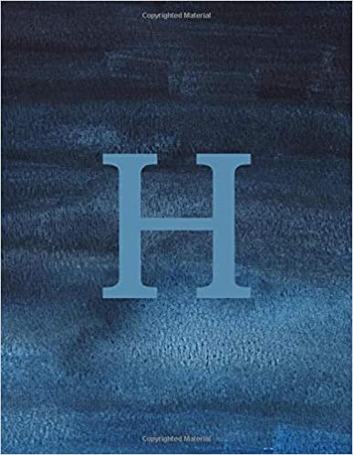 okumak H: Monogram Initial H Notebook for Women and Girls-Dark Blue Watercolor-120 Pages 8.5 x 11