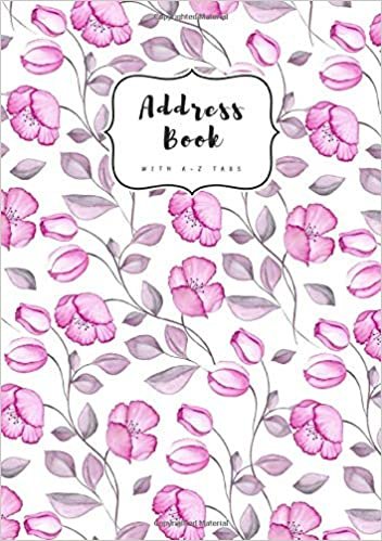 okumak Address Book with A-Z Tabs: B5 Contact Journal Medium | Alphabetical Index | Large Print | Watercolor Vintage Flower Design White