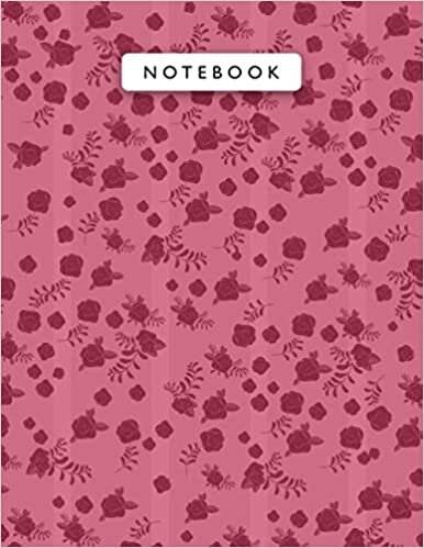 okumak Notebook Red (NCS) Color Mini Vintage Rose Flowers Lines Patterns Cover Lined Journal: Work List, Planning, 110 Pages, 21.59 x 27.94 cm, A4, College, Journal, Wedding, Monthly, 8.5 x 11 inch