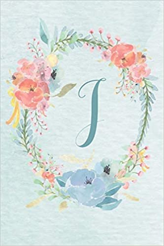 okumak Planner Undated 6&quot;x9&quot; - Blue Pink Floral Design - Initial J: Non-dated Weekly and Monthly Day Planner, Calendar, Organizer for Women, Teens – Letter J ... Design 6”x9” Undated Planner Alphabet Series)