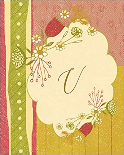 okumak V: Red Tulip Decorative Journal for Women, Cute Monogram Initial Capital Letter V, Personalized Floral Diary