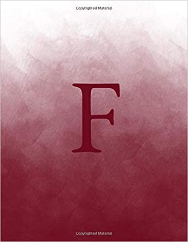 okumak F: Monogram Initial F Notebook for Women and Girls-Ombre Burgundy Watercolor-120 Pages 8.5 x 11