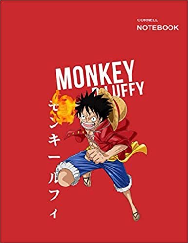 okumak Cornell notes notebook small: Cornell note taking, 110 pages [55 sheets], 8.5&quot; x 11&quot; ( American Standard paper letter sizes ), Monkey D.Luffy One Piece Red Notebook Cover.