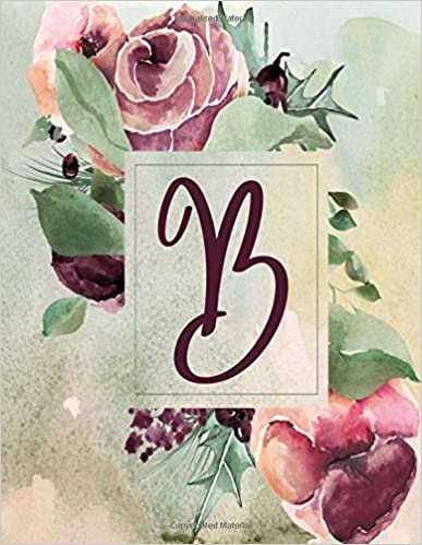 okumak B: Wine Green Floral 8.5”x11” Lined Notebook (Wine Green Floral 8.5”x11” Notebook Alphabet Series - Letter B)