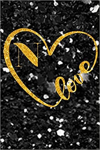 okumak N Monogram Notebook lettre N Notebook journal Gold Confetti Glitter for Women and Girls.: Lined Note Book, Writing Pad, Journal or Diaryfor Kids, Girls &amp; Women - 110 Pages - Size 6x9