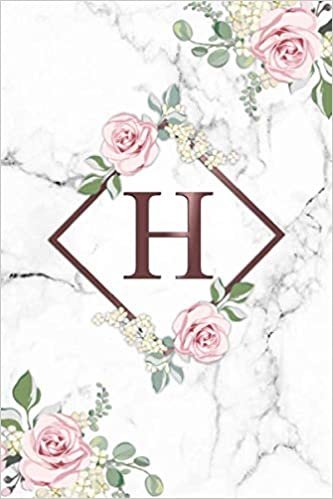 okumak H: Elegant Letter H Initial Monogram Dot Grid Bullet Notebook for Women, Girls &amp; School - Lovely Floral Personalized Blank Journal &amp; Diary with Dot Gridded Pages - Trendy Rose Gold &amp; White Marble