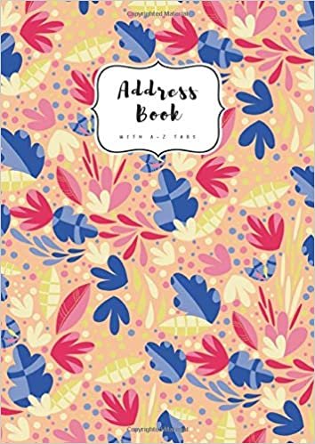 okumak Address Book with A-Z Tabs: A4 Contact Journal Jumbo | Alphabetical Index | Large Print | Bright Floral Art Design Orange