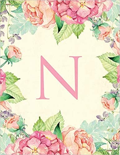 okumak N: Traditional watercolor, stylish, decorative and simple floral capital letter monogram lined notebook, pretty, cute and suitable for women and ... 100 college ruled pages 8.5 x 11 size.