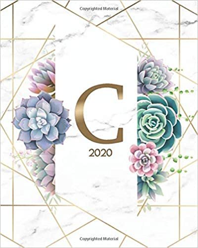 okumak 2020: Cactus Weekly Daily Planner &amp; Organizer for Girls &amp; Women - Abstract Initial Monogram Letter C Agenda &amp; Calendar With To-Do’s, U.S. Holidays &amp; Inspirational Quotes, Vision Board &amp; Notes.