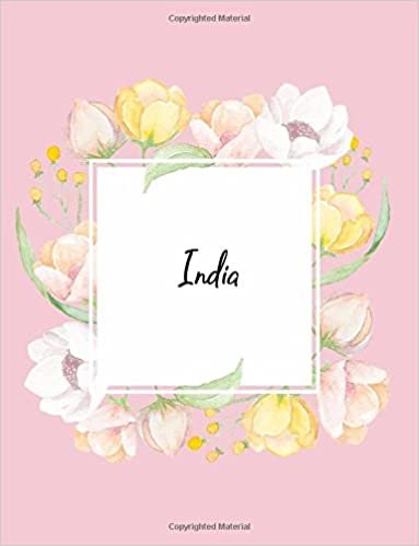 okumak India: 110 Ruled Pages 55 Sheets 8.5x11 Inches Water Color Pink Blossom Design for Note / Journal / Composition with Lettering Name,India