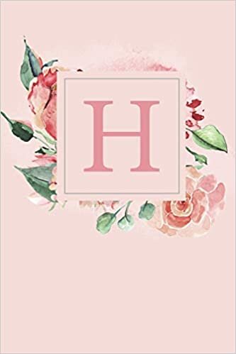 okumak H: Pretty Pink Roses and Peonies Monogram Sketchbook | 110 Sketchbook Pages (6 x 9) | Floral Watercolor Monogram Sketch Notebook | Personalized Initial Letter Journal | Monogramed Sketchbook