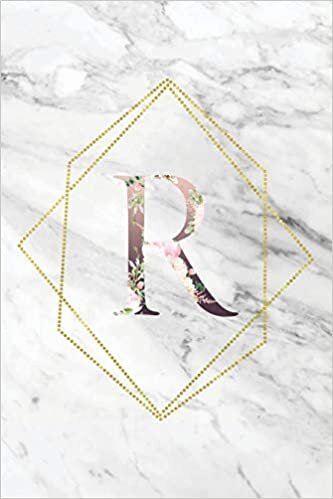 okumak R: Elegant Marble Floral Monogram Initial R Notebook Blank Lined Paper Journal Gift for Women &amp; Girls