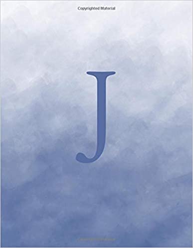 okumak J: Monogram Initial J Notebook for Women and Girls-Ombre Blue Watercolor-120 Pages 8.5 x 11