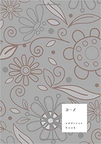 okumak A-Z Address Book: B5 Medium Notebook for Contact and Birthday | Journal with Alphabet Index | Hand-Drawn Flower Cover Design | Gray