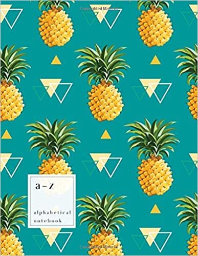 okumak A-Z Alphabetical Notebook: 8.5 x 11 Large Ruled-Journal with Alphabet Index | Cute Pineapple Triangle Cover Design | Teal