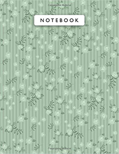 okumak Notebook Celadon Color Small Vintage Rose Flowers Mini Lines Patterns Cover Lined Journal: 8.5 x 11 inch, College, Planning, 21.59 x 27.94 cm, Journal, A4, Wedding, Monthly, 110 Pages, Work List