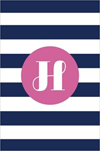 okumak H (6x9 Journal): Lined Writing Notebook with Monogram, 120 Pages – Preppy Navy Blue Stripes with Peony Pink (Striped Monogram, Band 8): Volume 8