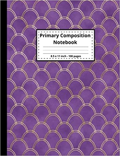 okumak Mermaid primary composition notebook: Mermaid purple Scales Cover Primary Story Journal, Dotted Midline and Picture Space | Grades K-2 - 8.5 x 11