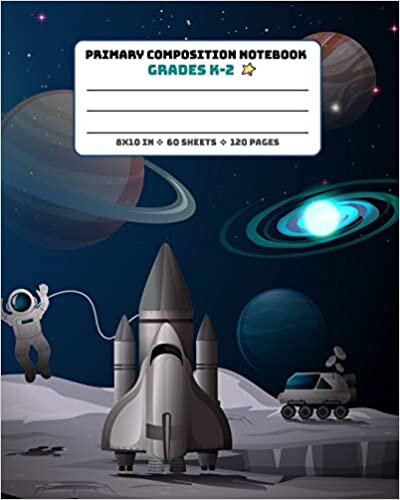 okumak Primary Composition Notebook Grades K-2: Picture drawing and Dash Mid Line hand writing paper Story Paper Journal - Astronaut and Rocket Design (Primary Composition Space Adventure, Band 10)