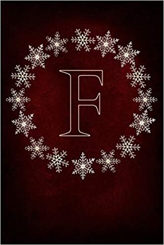 okumak F: Monogram Initial Notebook Journal with Magical Snowflake Red Cover