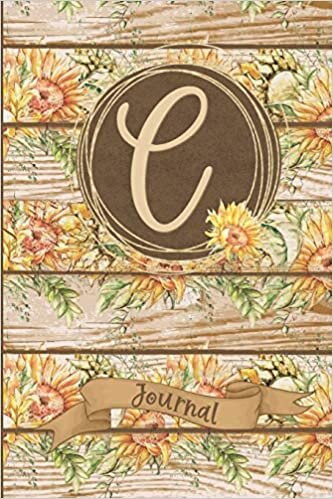 okumak C Journal: Rustic Sunflower Journal Monogram Initial C Lined Notebook | Decorated Interior