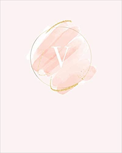 okumak V: 110 Dot-Grid Pages | Light Pink Monogram Journal and Notebook with a Simple Modern Watercolor Emblem | Personalized Initial Letter Journal | Monogramed Composition Notebook