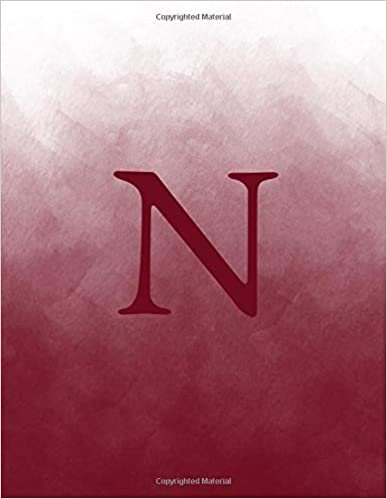 okumak N: Monogram Initial N Notebook for Women and Girls-Ombre Burgundy Watercolor-120 Pages 8.5 x 11