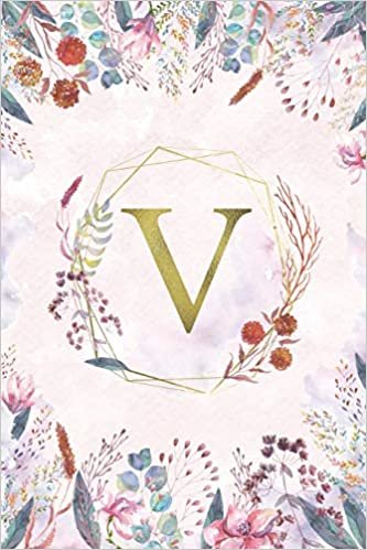 okumak V - Monogrammed Floral Journal: Personalized Medium Ruled 6x9 Initial Notebook For Women &amp; Girls