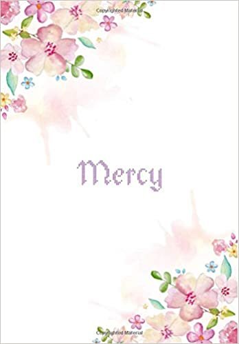 okumak Mercy: 7x10 inches 110 Lined Pages 55 Sheet Floral Blossom Design for Woman, girl, school, college with Lettering Name,Mercy